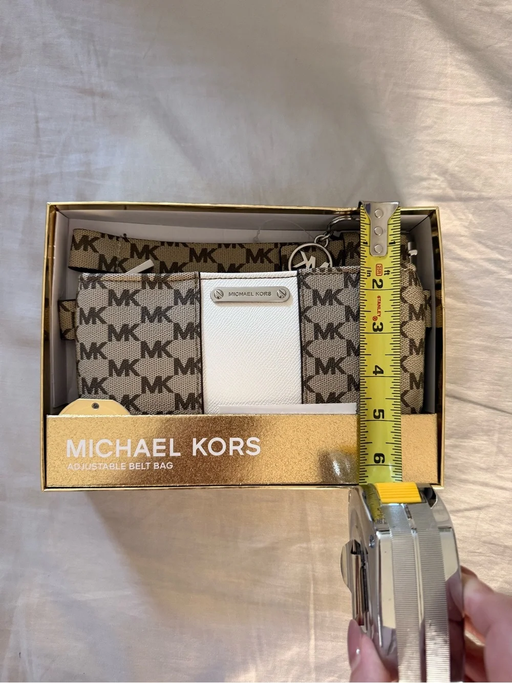 Brown and White Monogram Adjustable Belt Bag